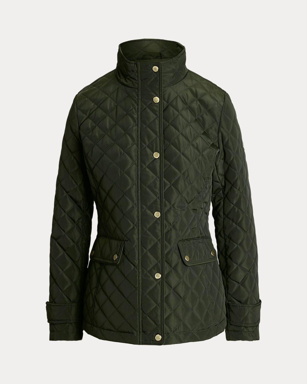 Diamond-Quilted Mockneck Jacket