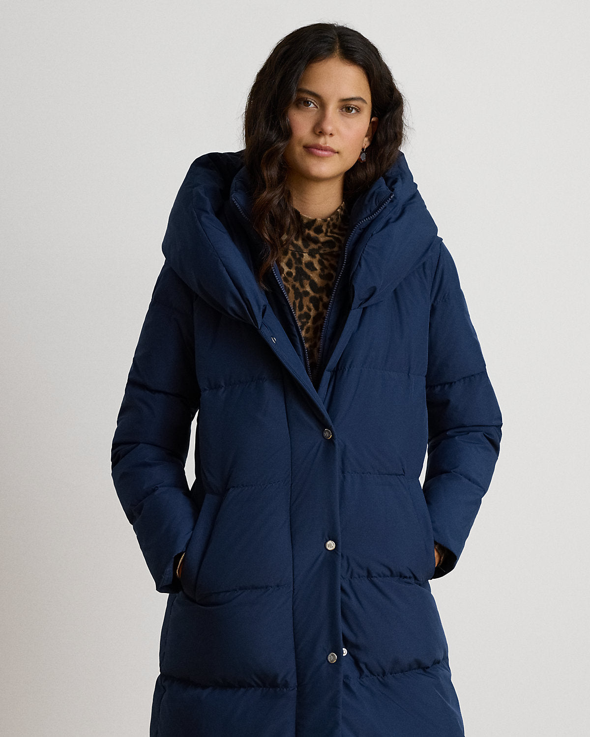 Oversize-Collar Quilted Down Coat