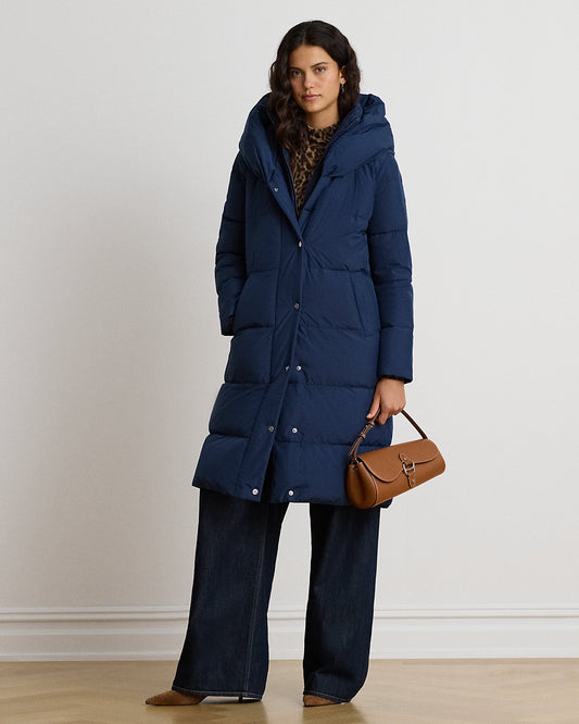 Oversize-Collar Quilted Down Coat