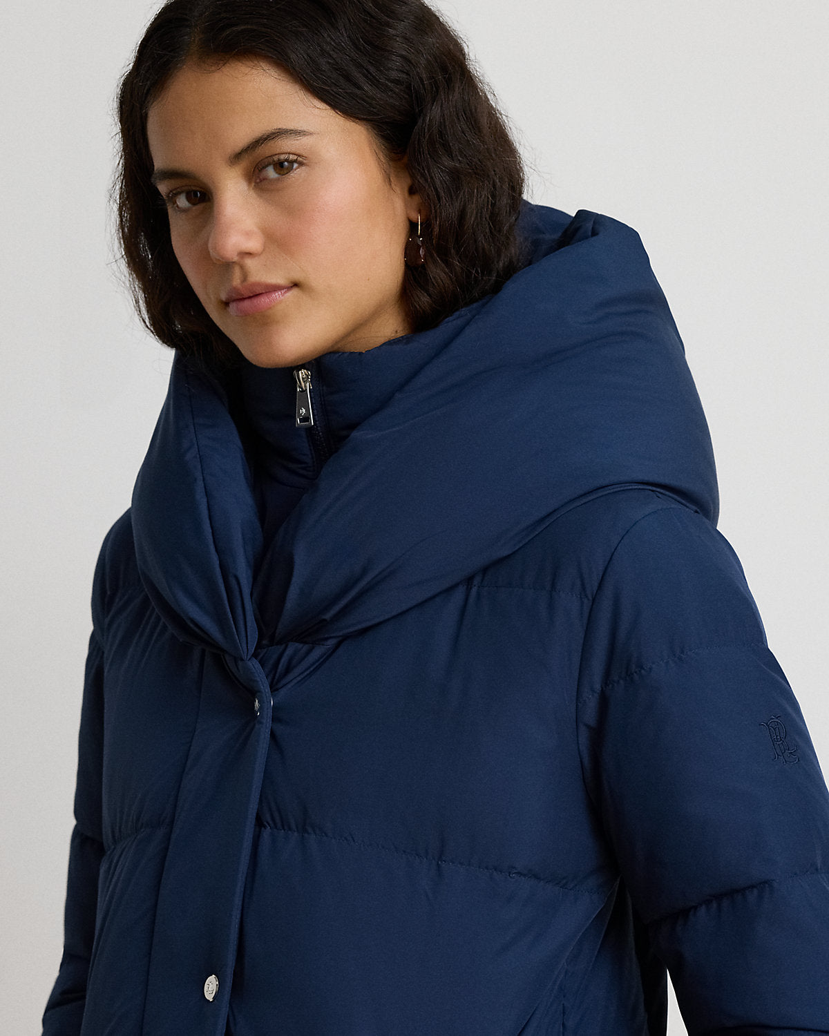 Oversize-Collar Quilted Down Coat