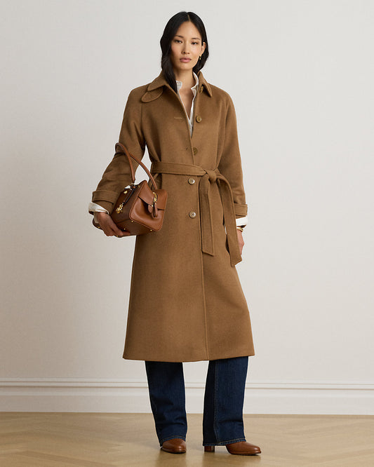 Belted Wool-Blend Trench Coat