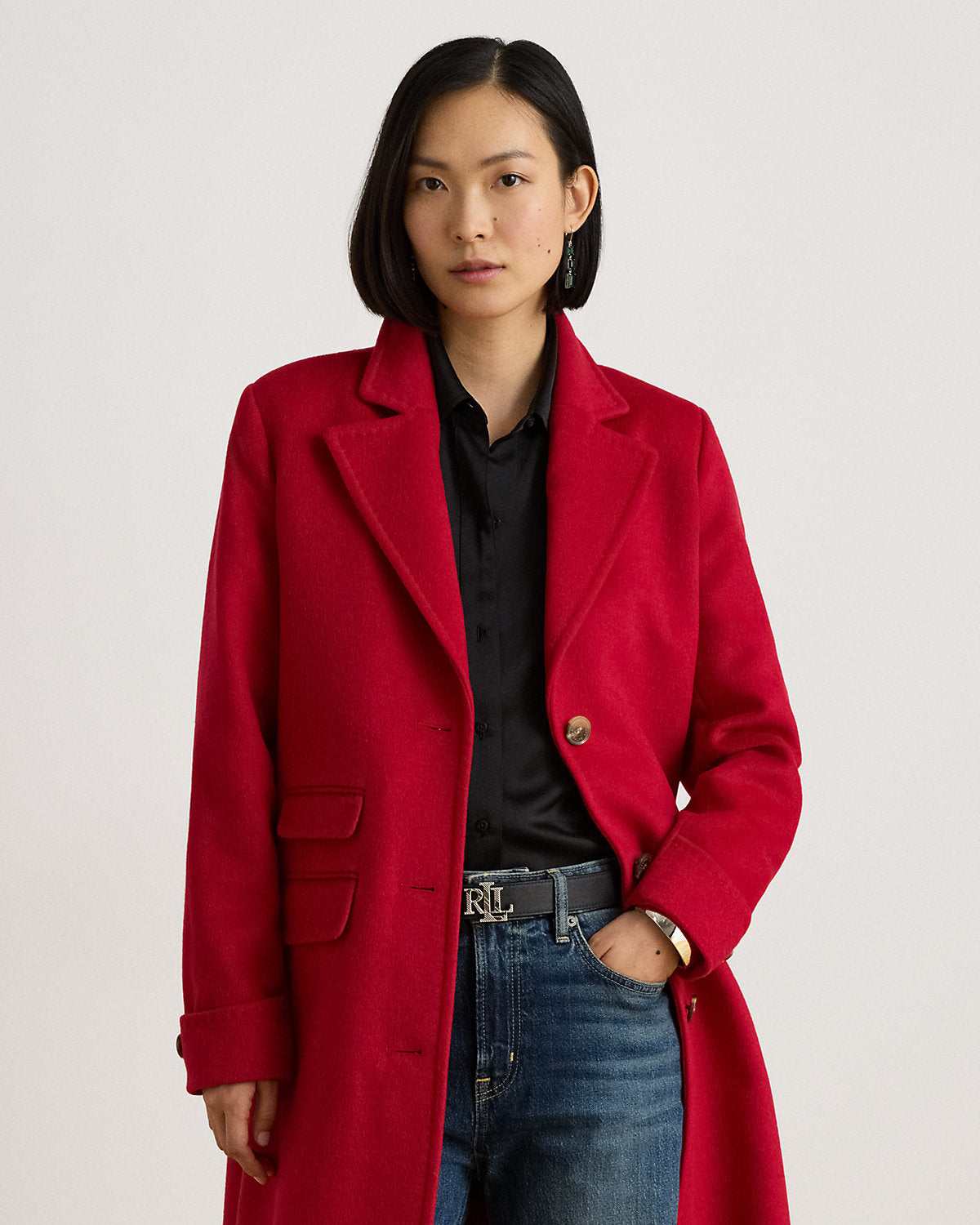Wool-Blend Reefer Coat