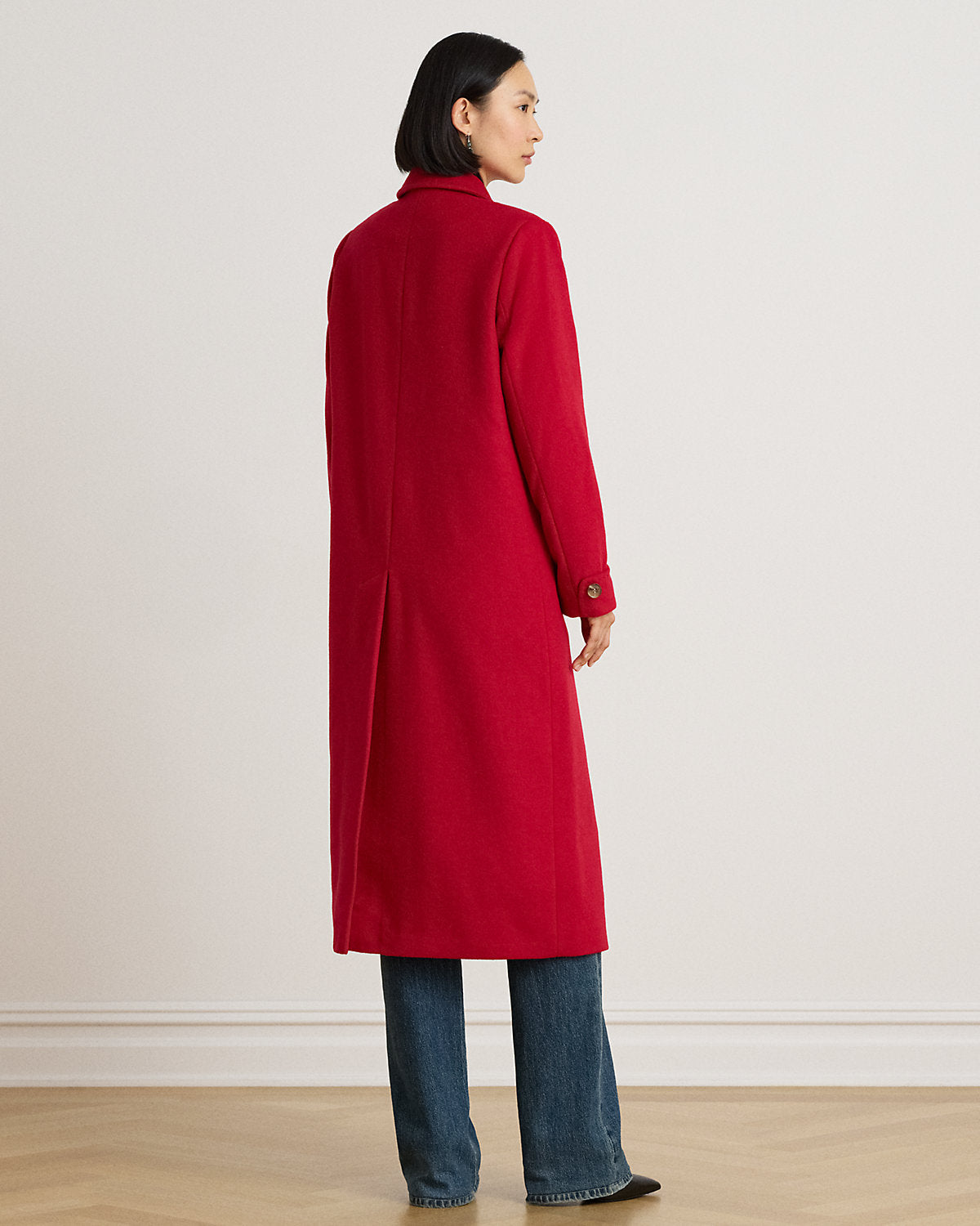 Wool-Blend Reefer Coat