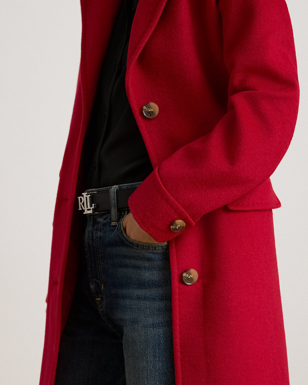 Wool-Blend Reefer Coat