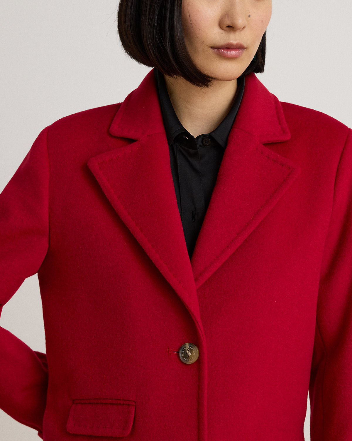 Wool-Blend Reefer Coat