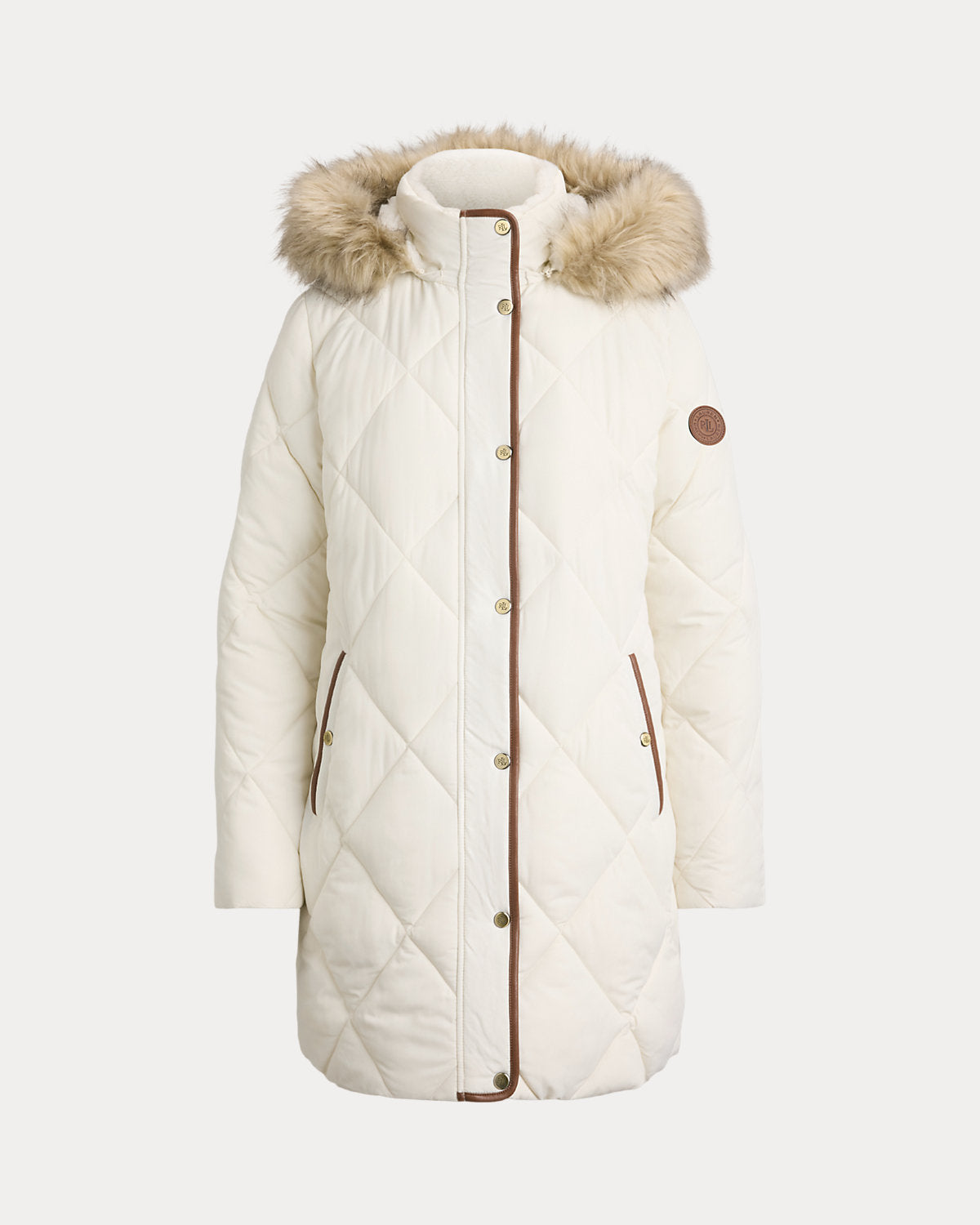 Faux-Fur-Trim Hooded Quilted Coat