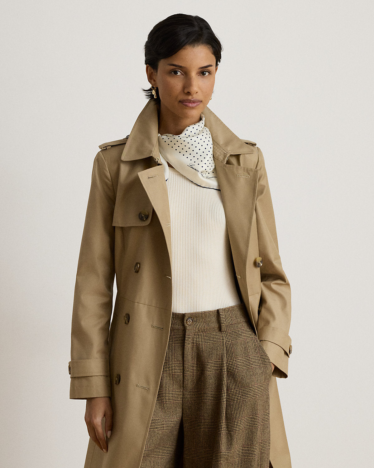 Double-Breasted Cotton-Blend Trench Coat