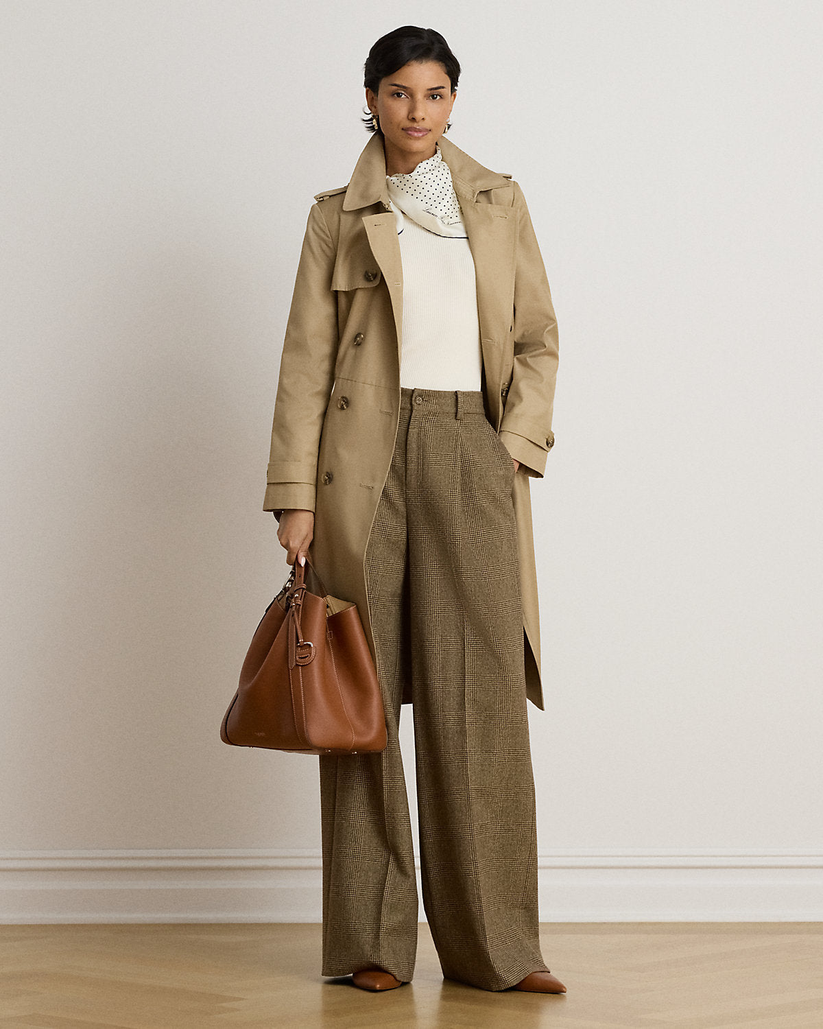 Double-Breasted Cotton-Blend Trench Coat