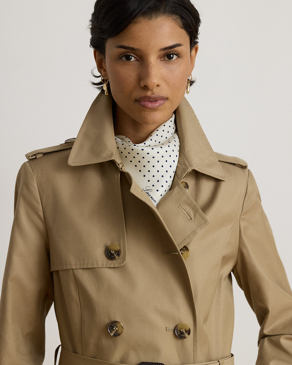 Double-Breasted Cotton-Blend Trench Coat