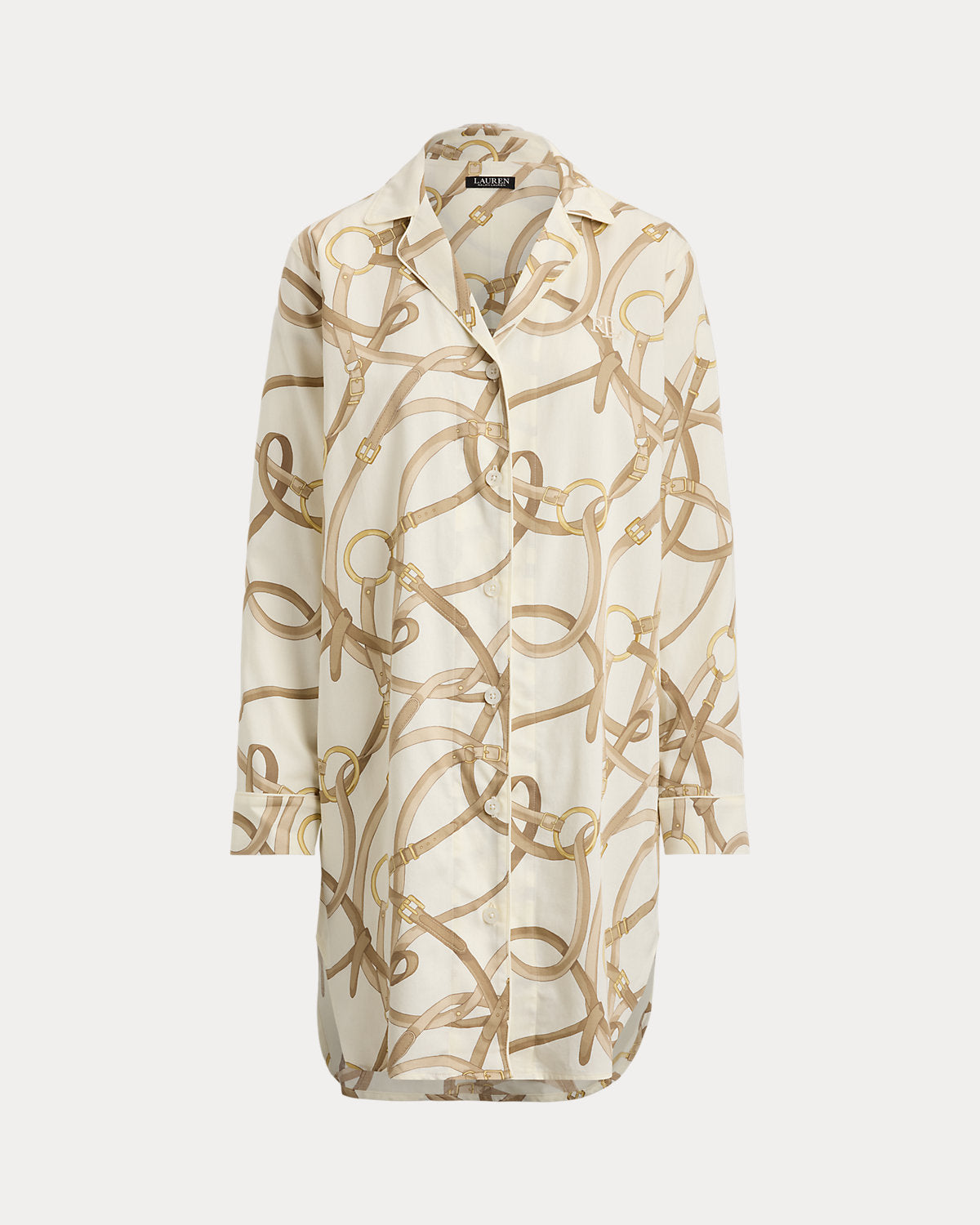 Belting-Print Sateen Sleep Shirt
