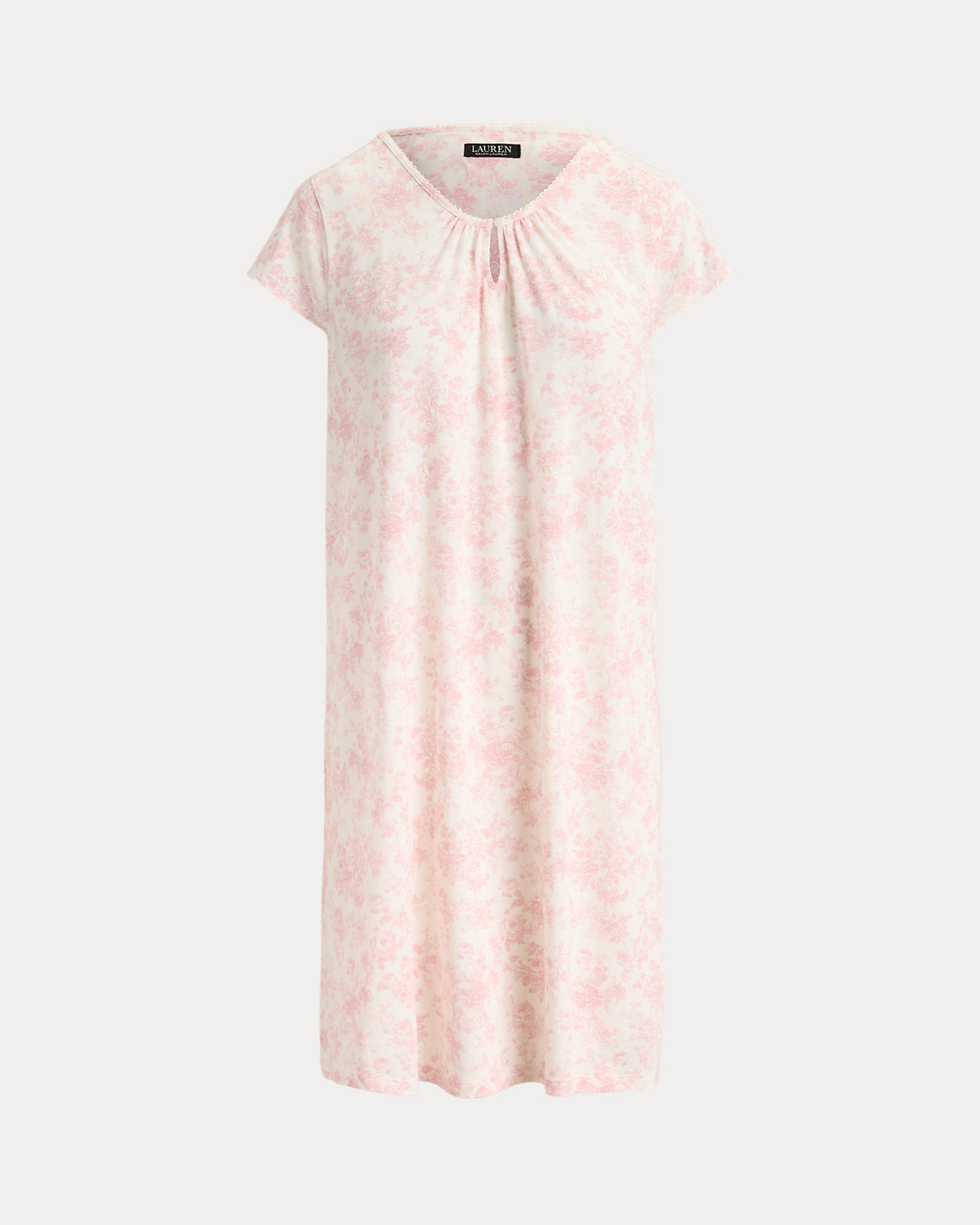 Floral Jersey Flutter-Sleeve Nightgown