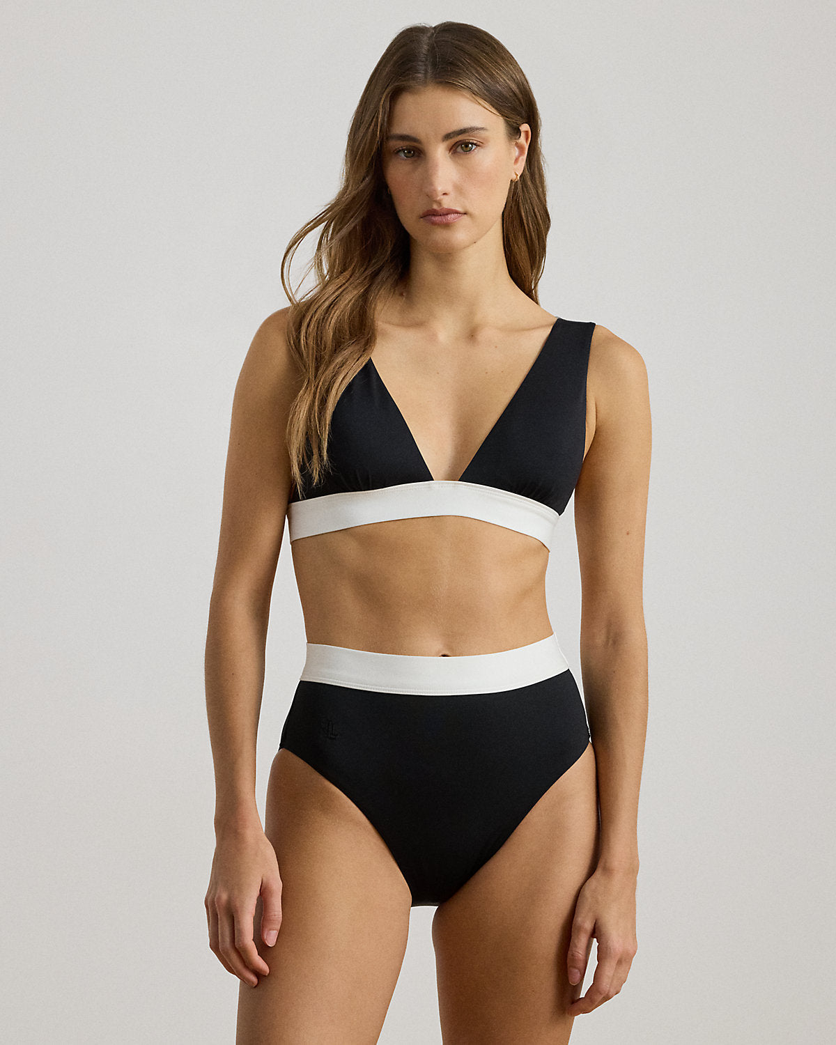 Two-Tone V-Neck Bikini Top