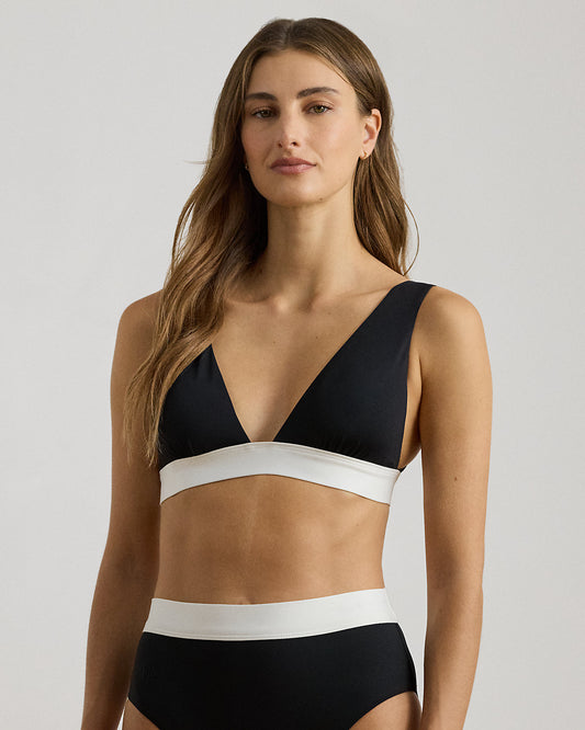 Two-Tone V-Neck Bikini Top