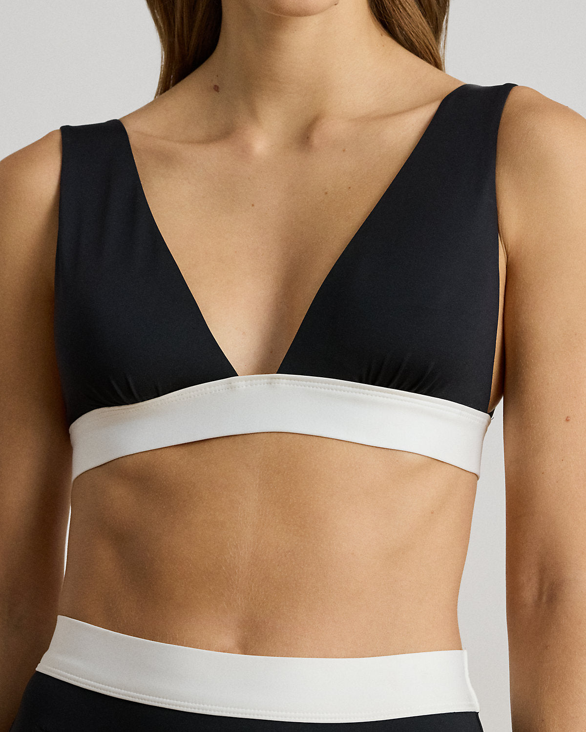 Two-Tone V-Neck Bikini Top