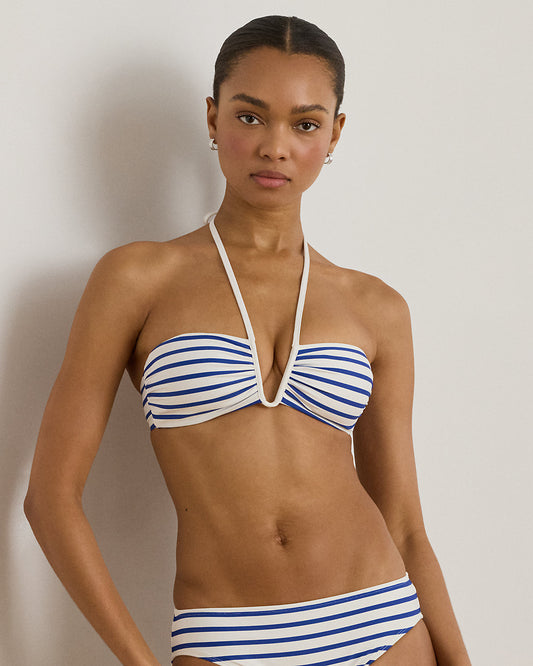 Floral V-Cutout Bandeau Bikini Top