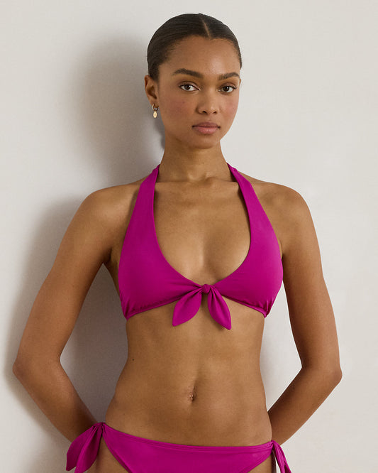 Tie-Front Halter Bikini Top