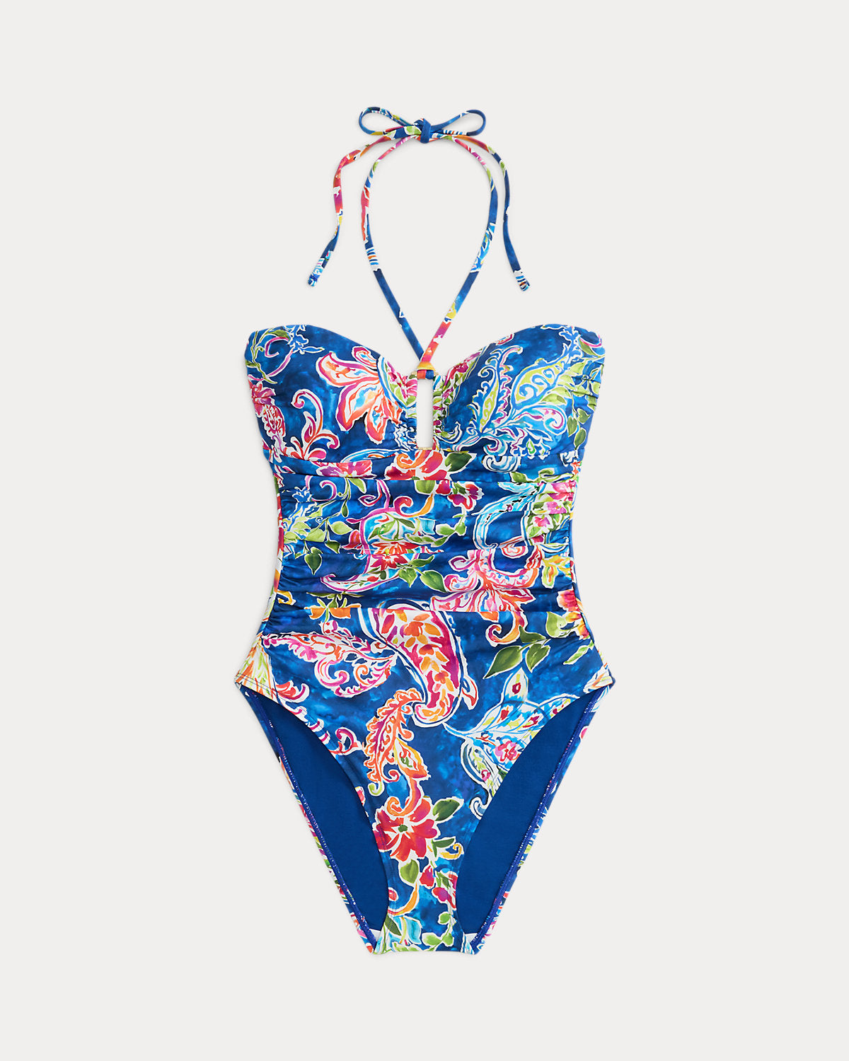 Paisley Ring-Front Bandeau One-Piece