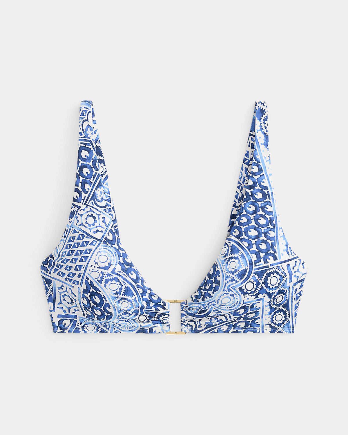 Geo-Print Ring-Front Bikini Top