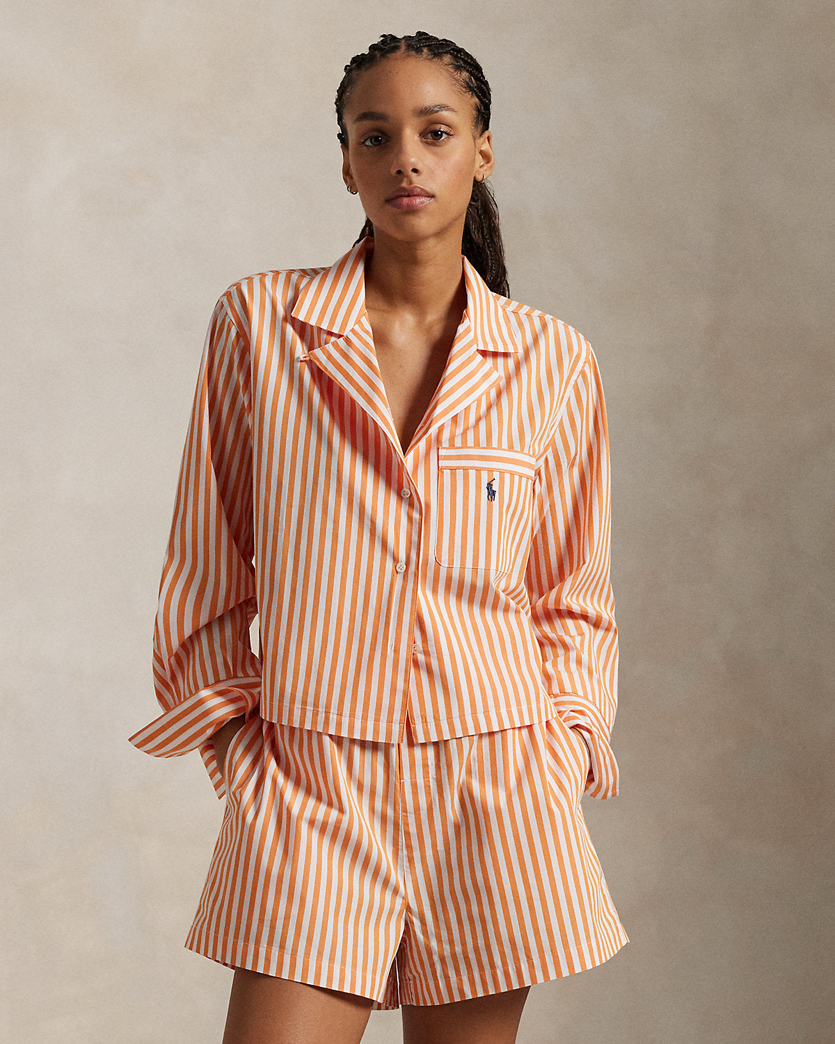 Crop Top & Boxer Poplin Pajama Set