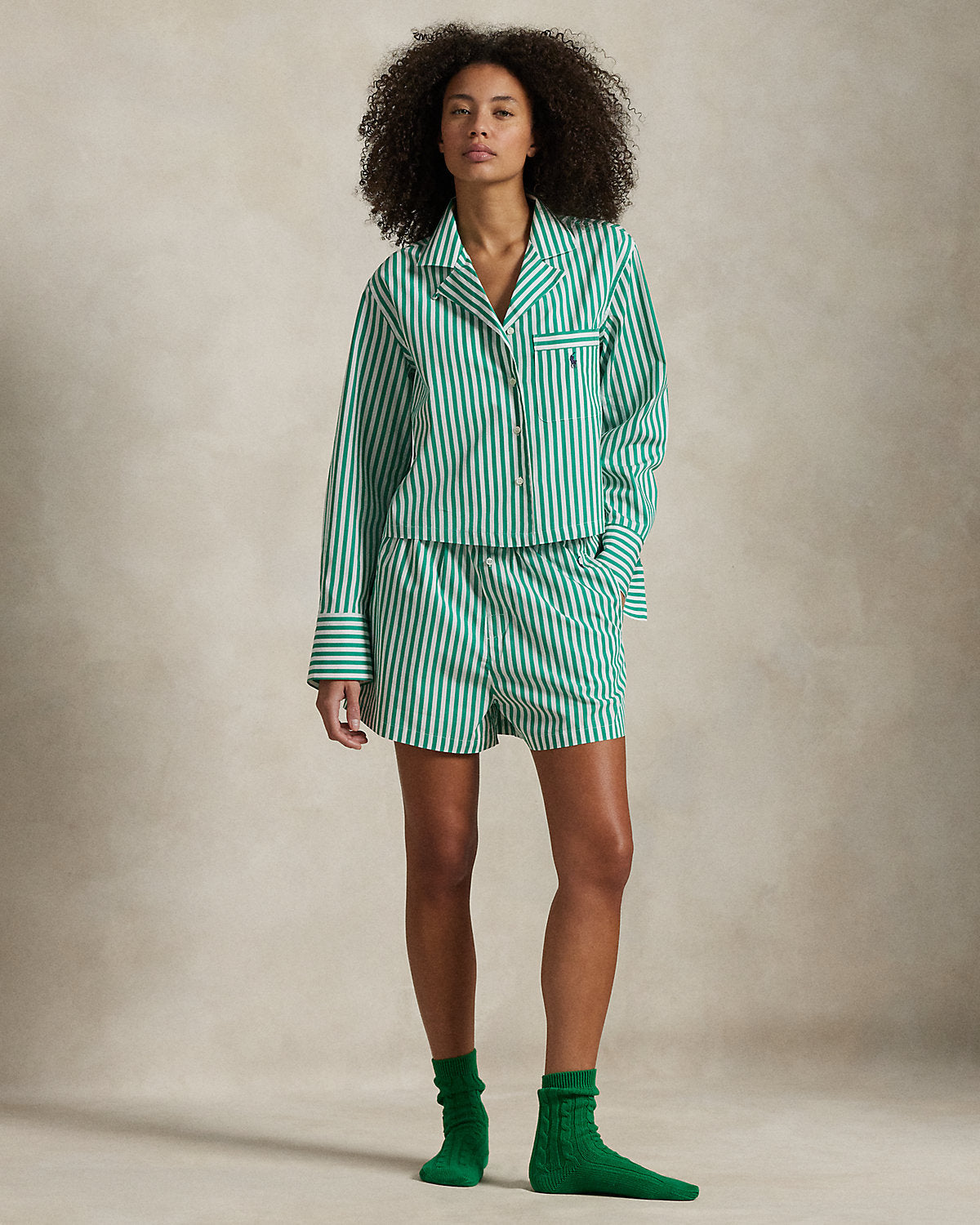 Crop Top & Boxer Poplin Pajama Set