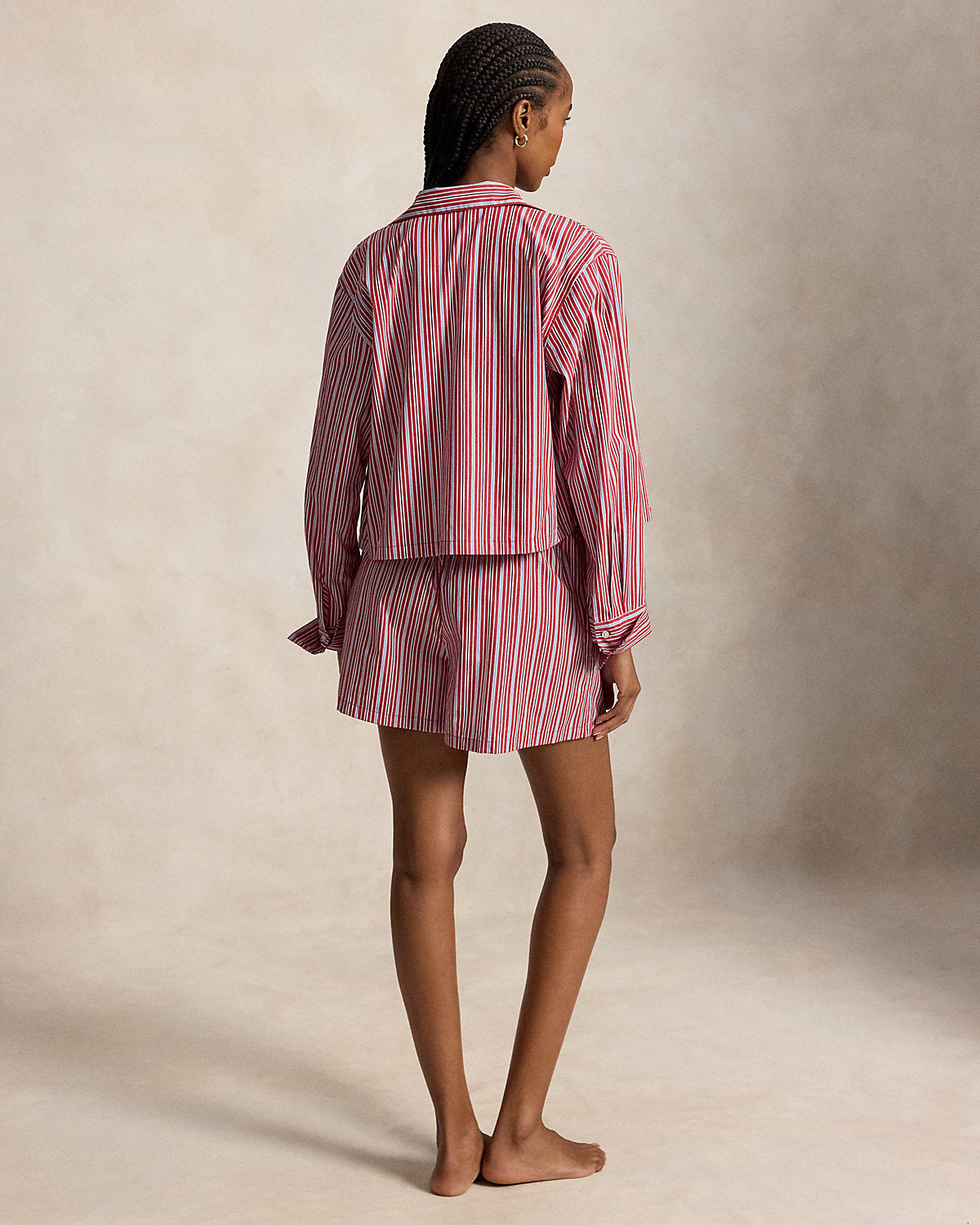 Crop Top & Boxer Poplin Pajama Set