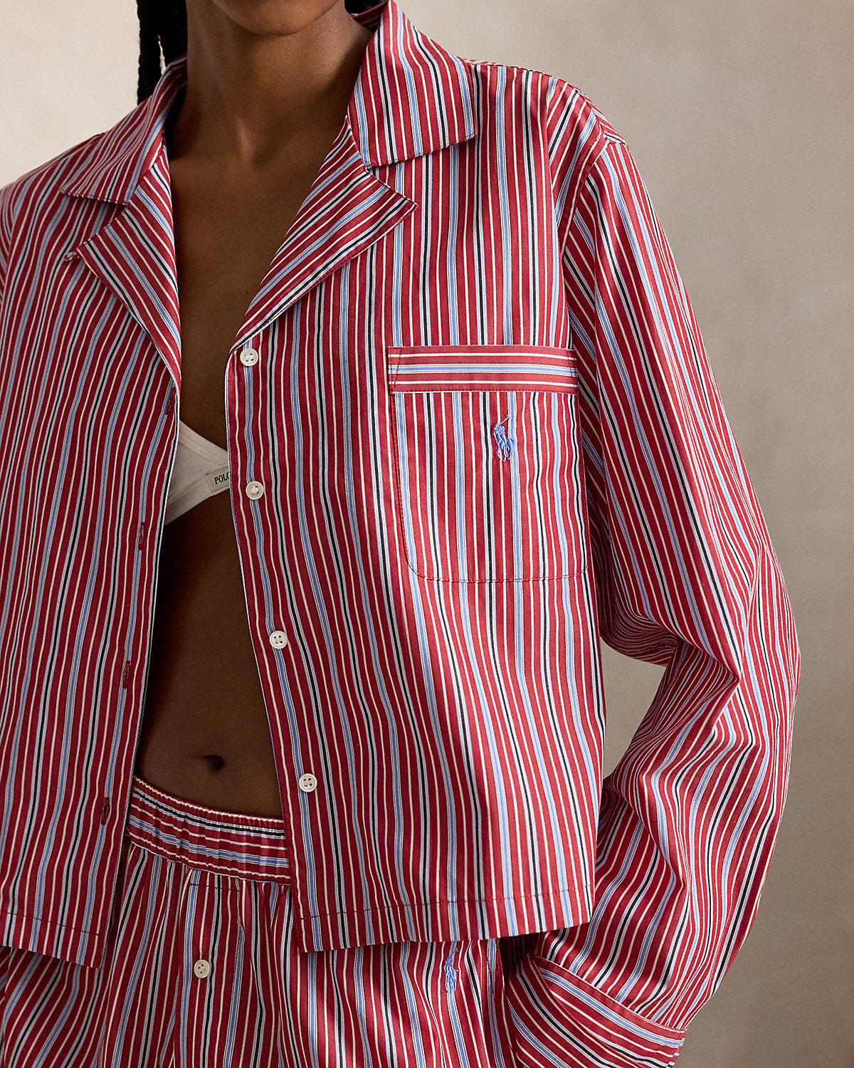 Crop Top & Boxer Poplin Pajama Set