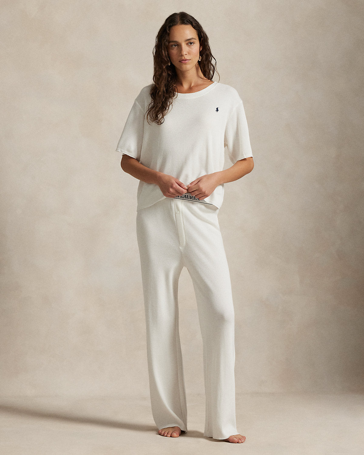 Waffle-Knit Pajama Set