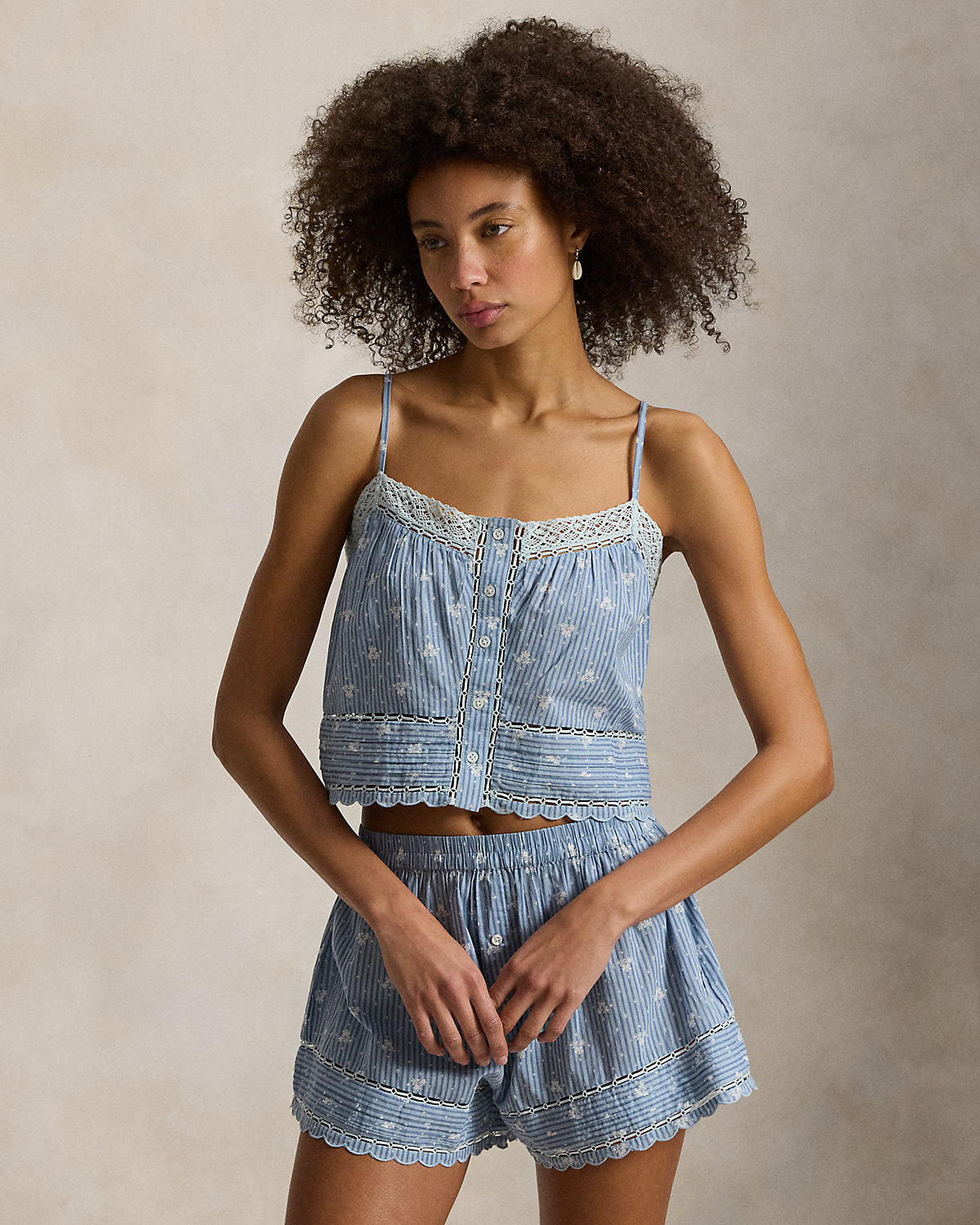 Cotton Voile Cami & Short Pajama Set