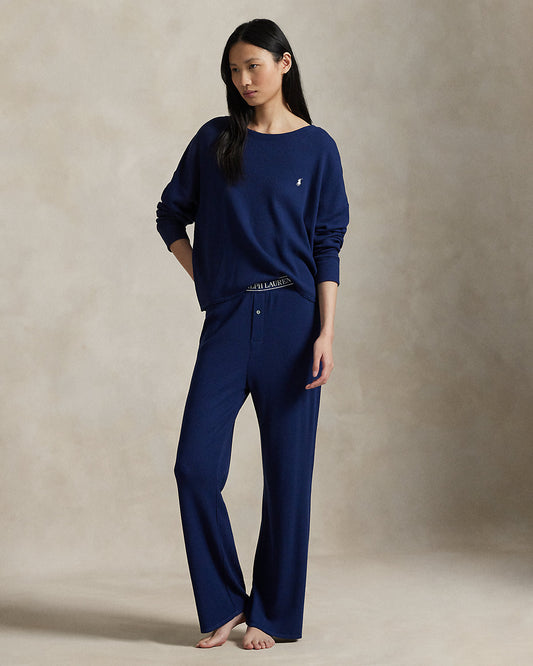 Waffle-Knit Long-Sleeve Pajama Set