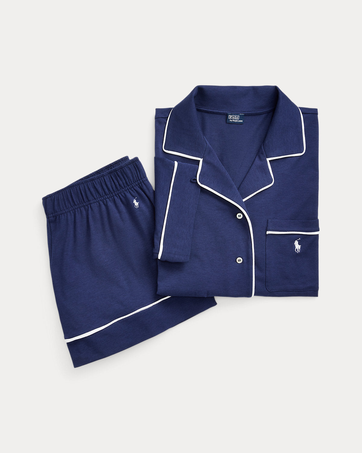 Piped Jersey Short-Sleeve Pajama Set