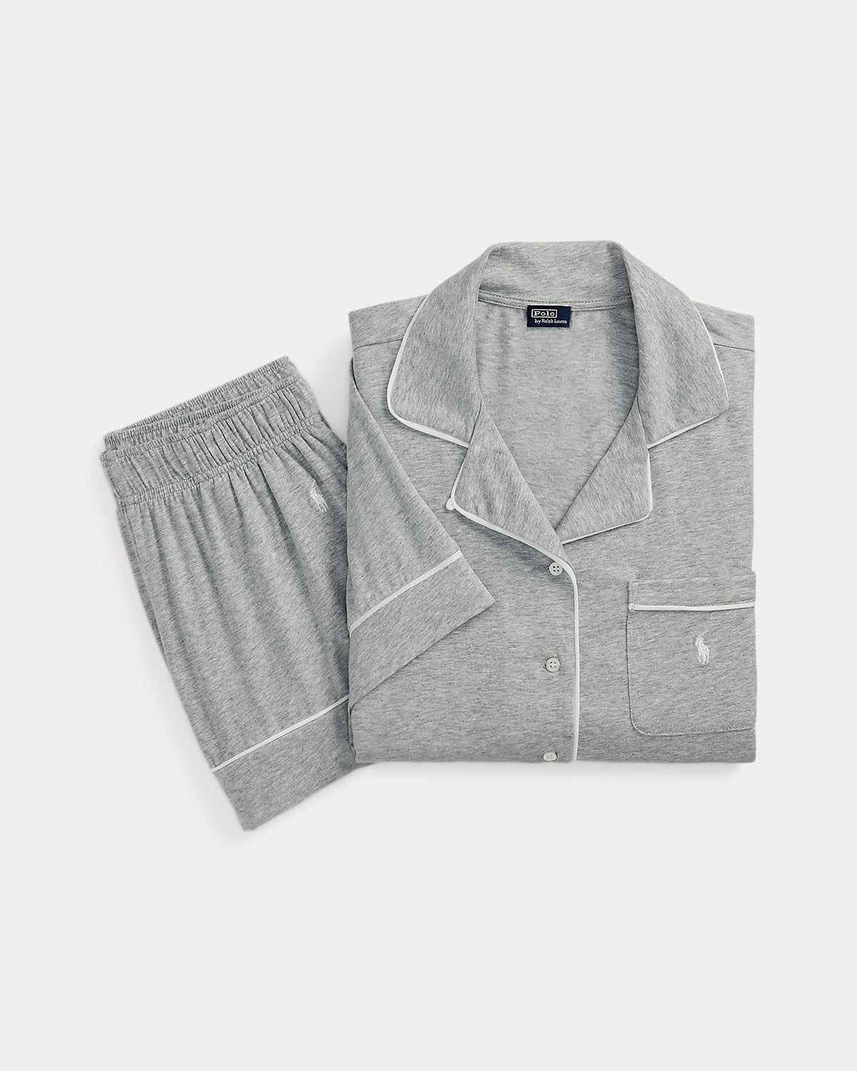 Piped Jersey Short-Sleeve Pajama Set