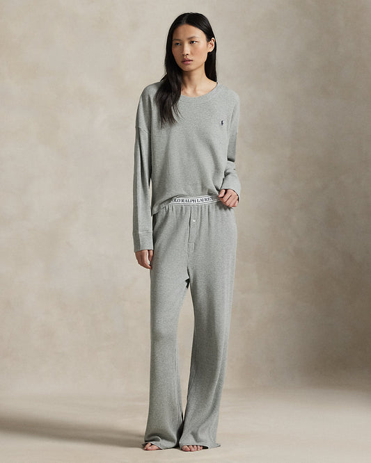 Striped Waffle-Knit Long-Sleeve PJ Set