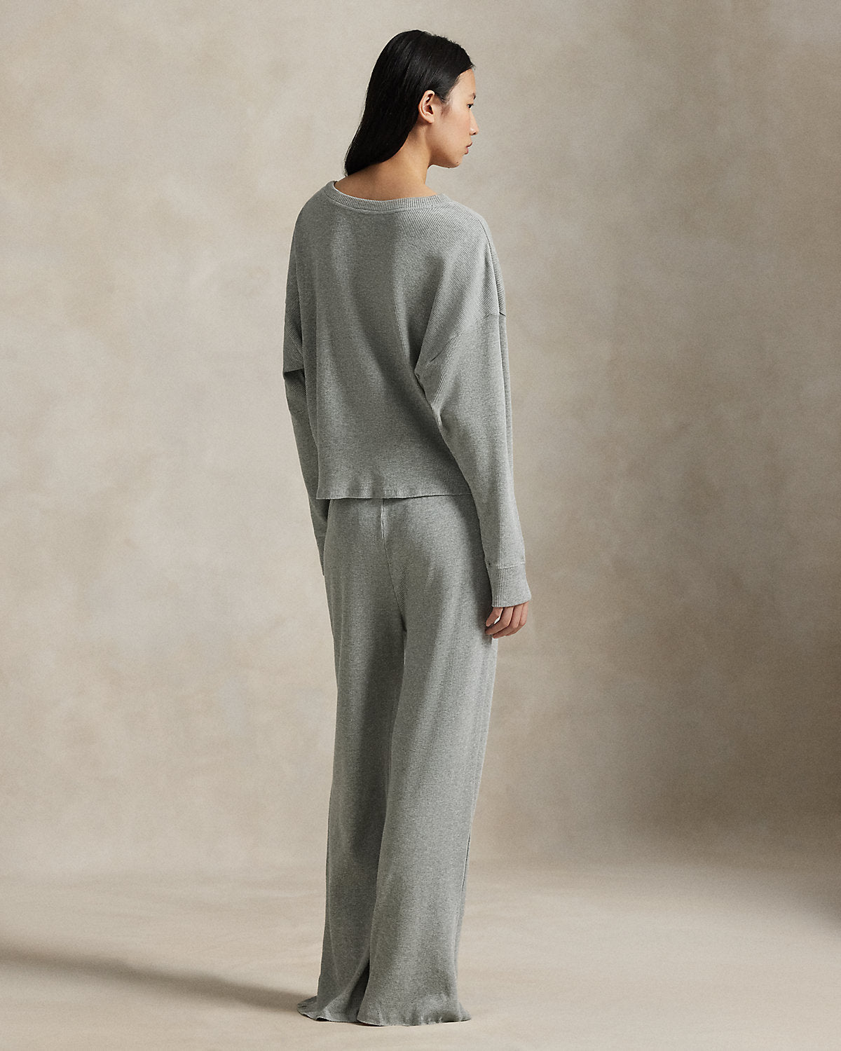 Striped Waffle-Knit Long-Sleeve PJ Set