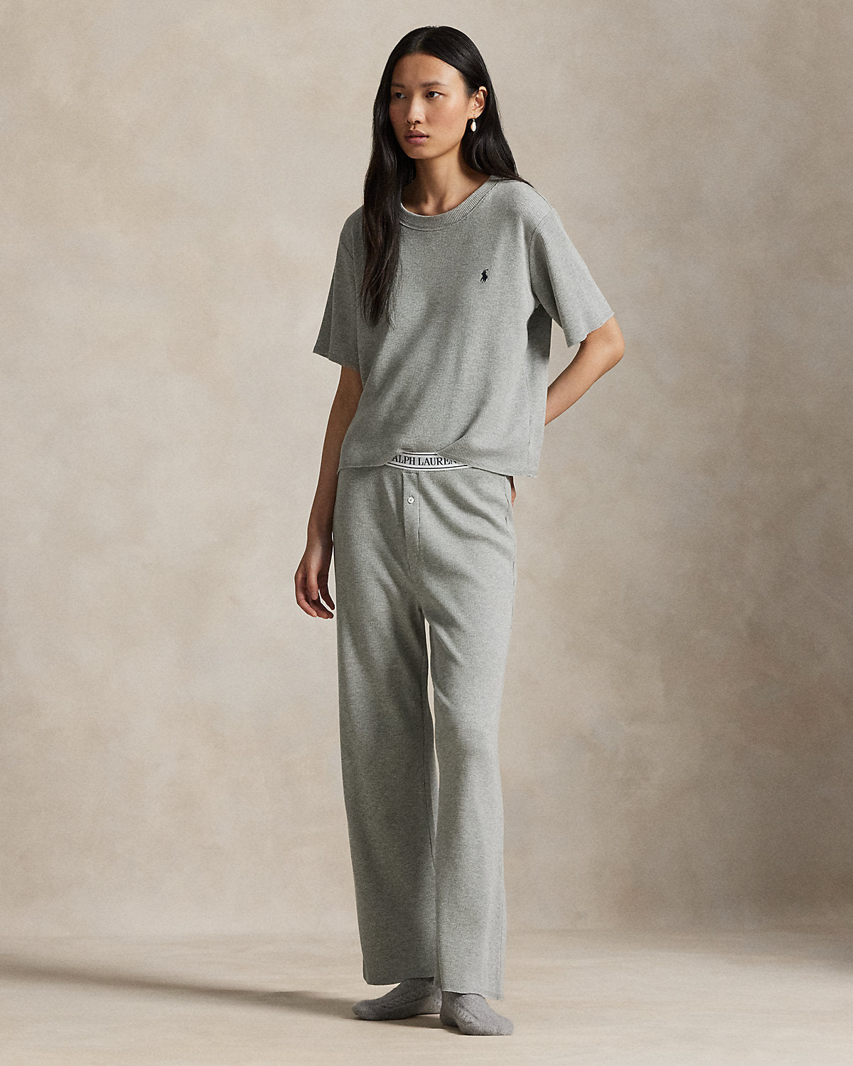 Waffle-Knit Pajama Set