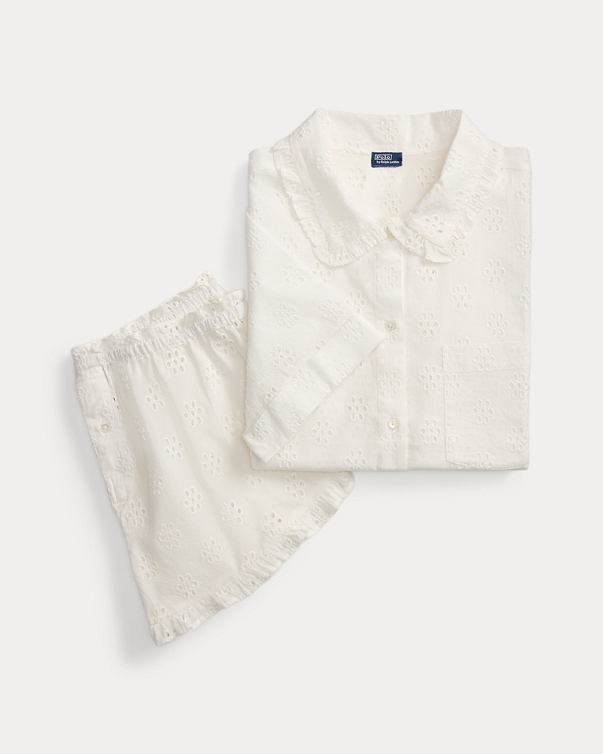 Eyelet Cotton Shirt & Short Pajama Set