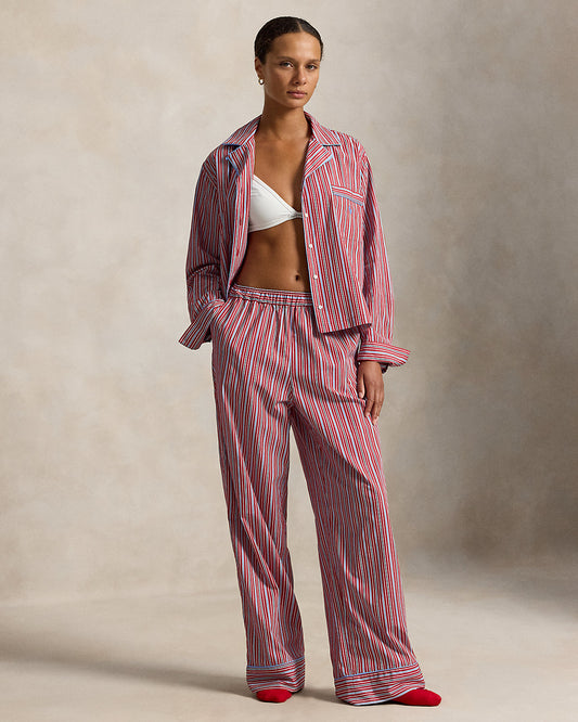 Striped Poplin Long-Sleeve Pajama Set