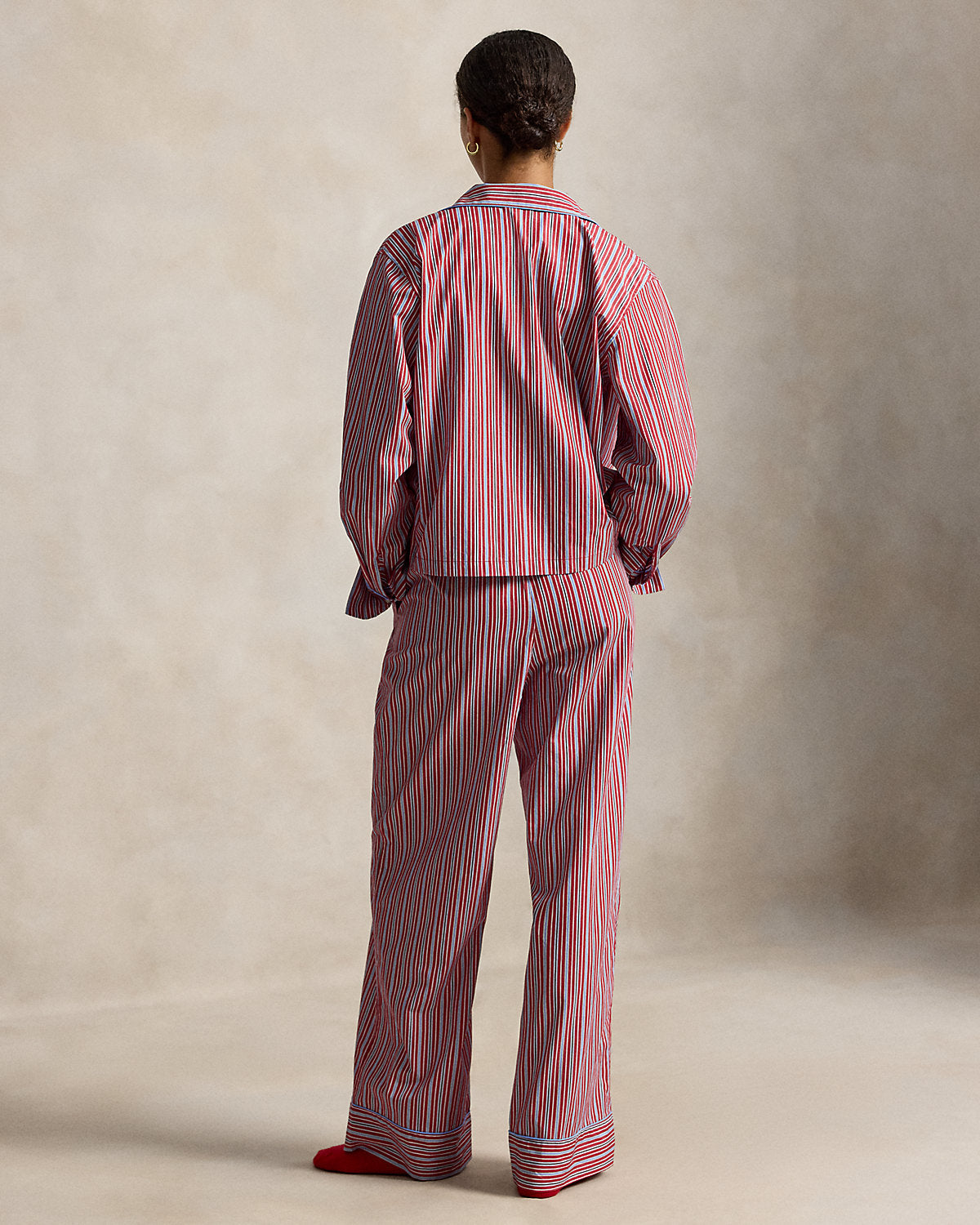 Striped Poplin Long-Sleeve Pajama Set