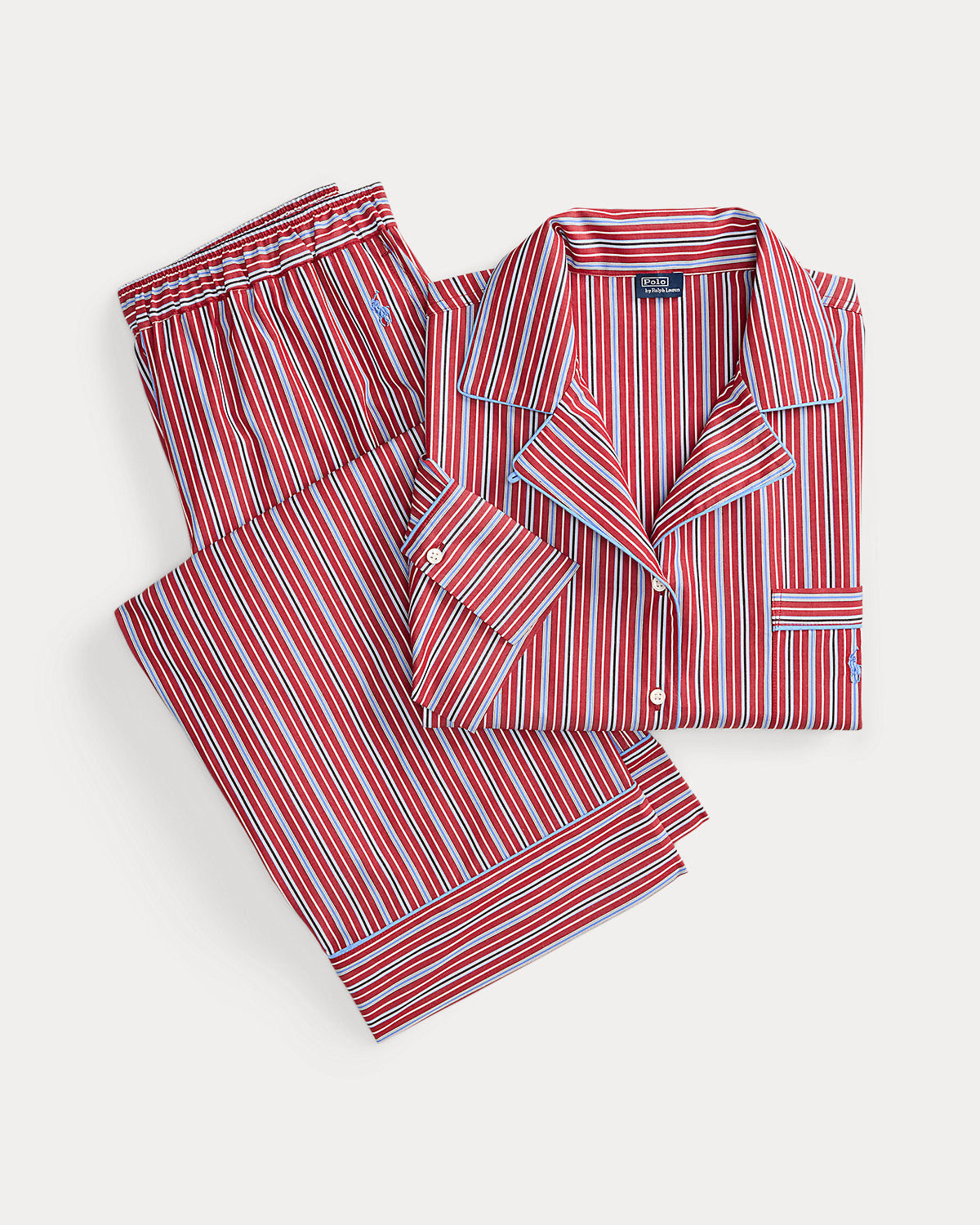 Striped Poplin Long-Sleeve Pajama Set