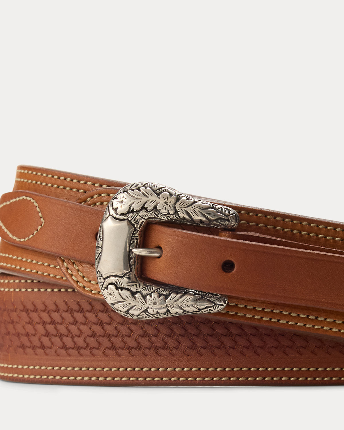 Topstitched Western Leather Belt