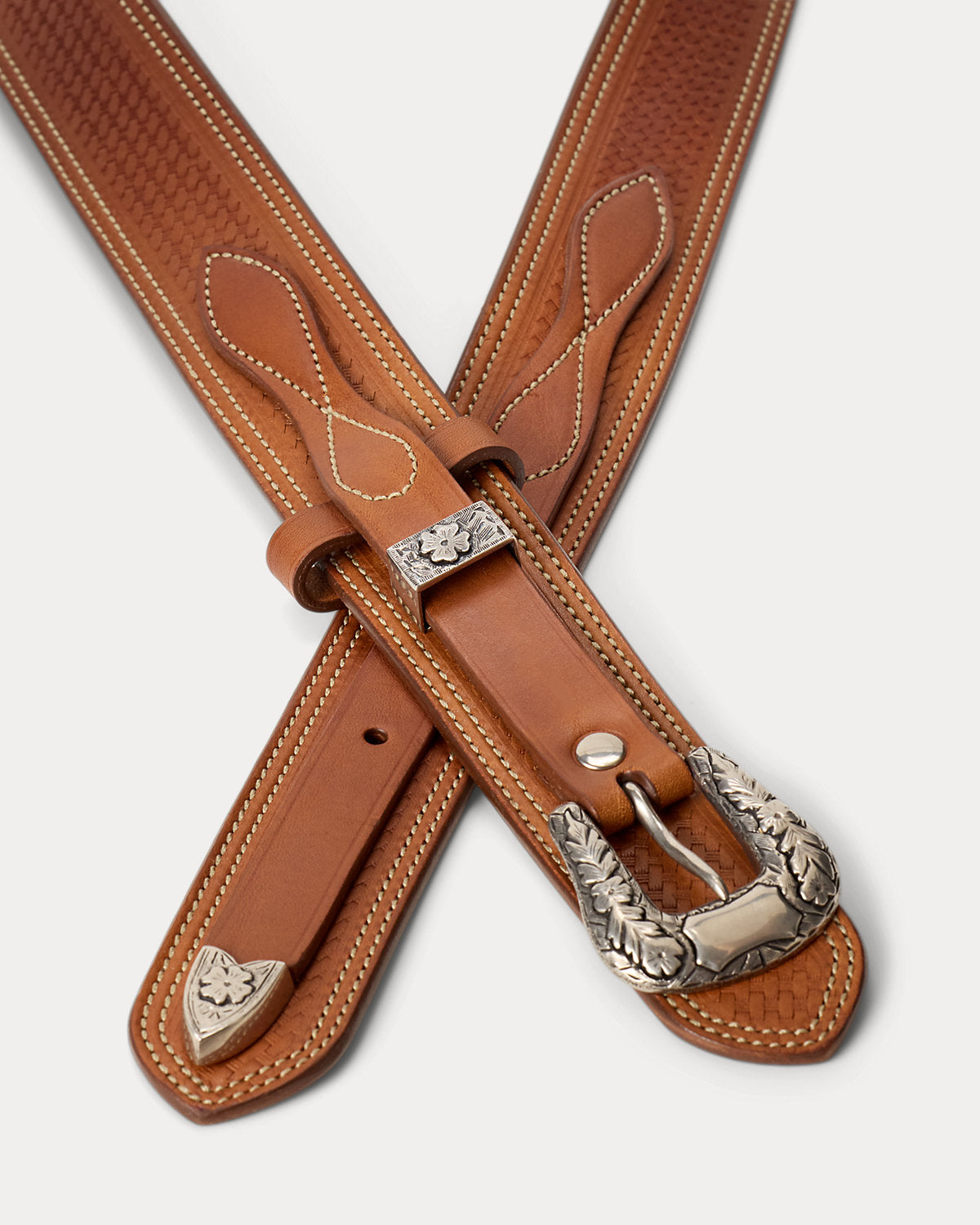 Topstitched Western Leather Belt