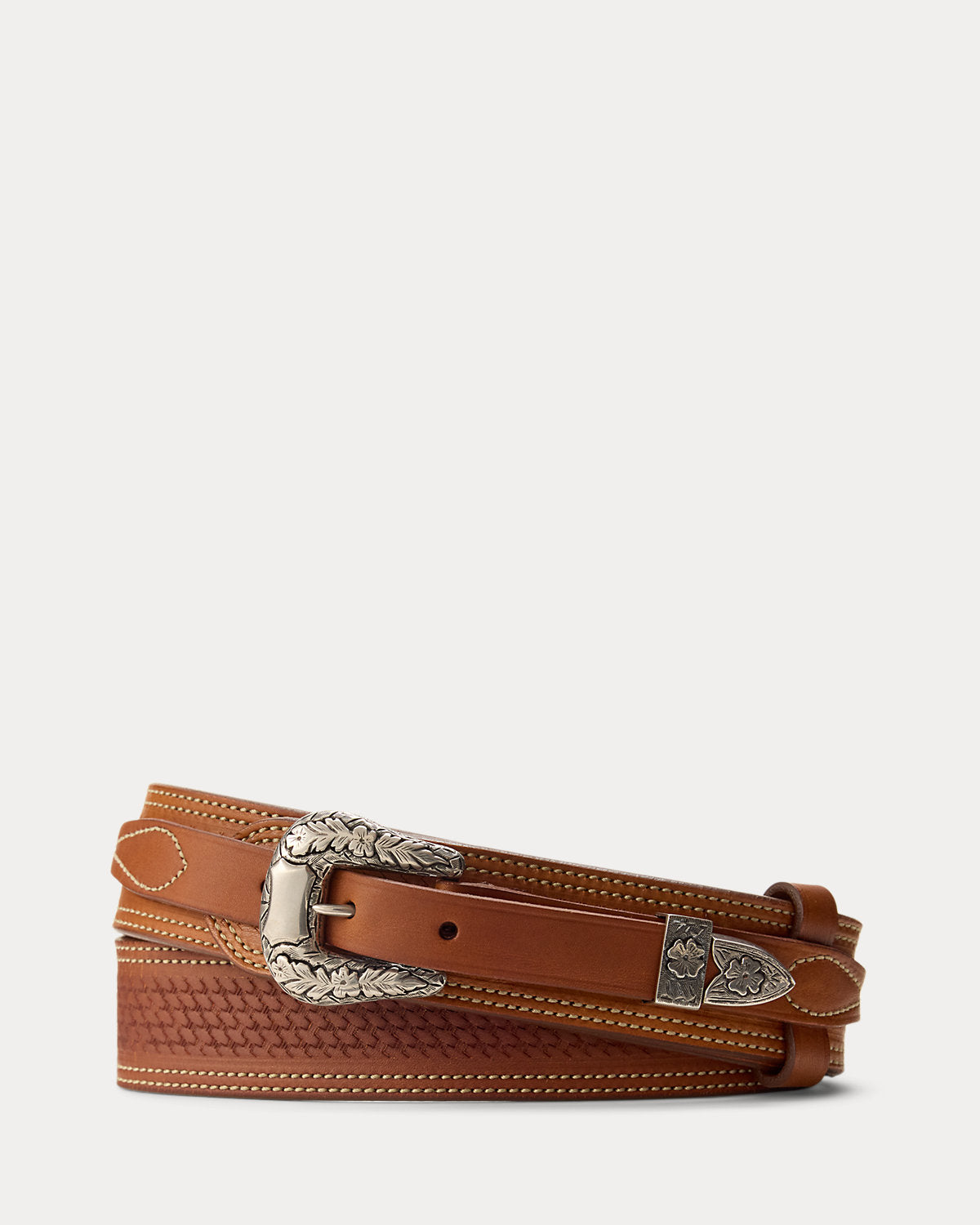 Topstitched Western Leather Belt