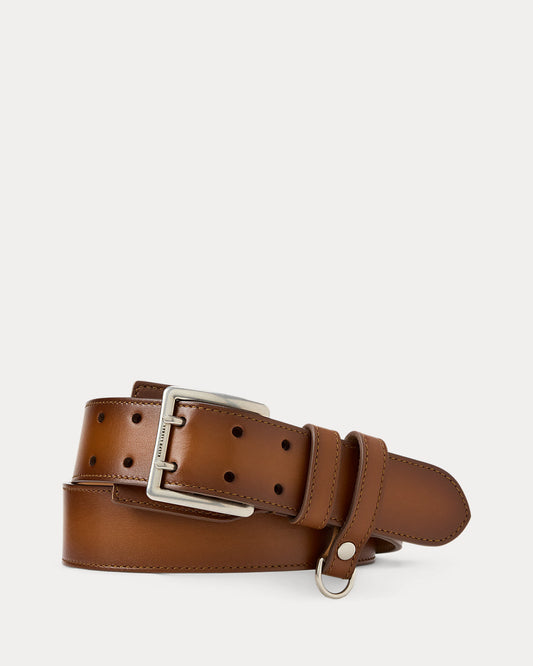 Burnished Calfskin Double-Prong Belt