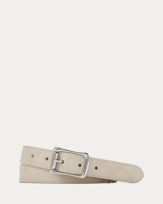 Whipstitched Calf-Suede Belt
