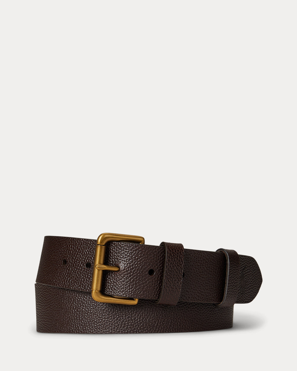 Pebbled Leather Roller-Buckle Belt