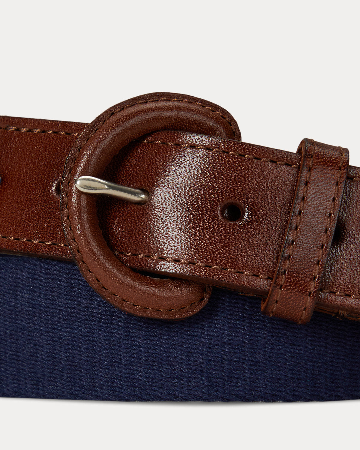 Webbed Cotton & Leather Belt