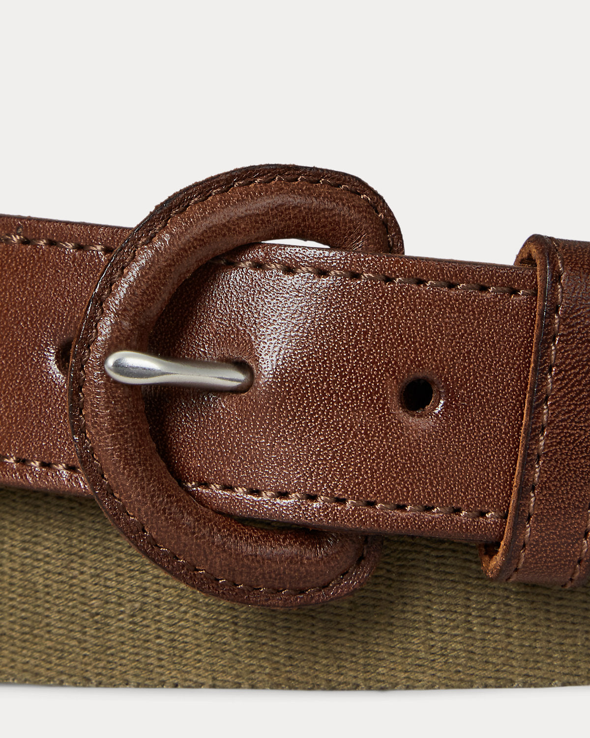 Webbed Cotton & Leather Belt