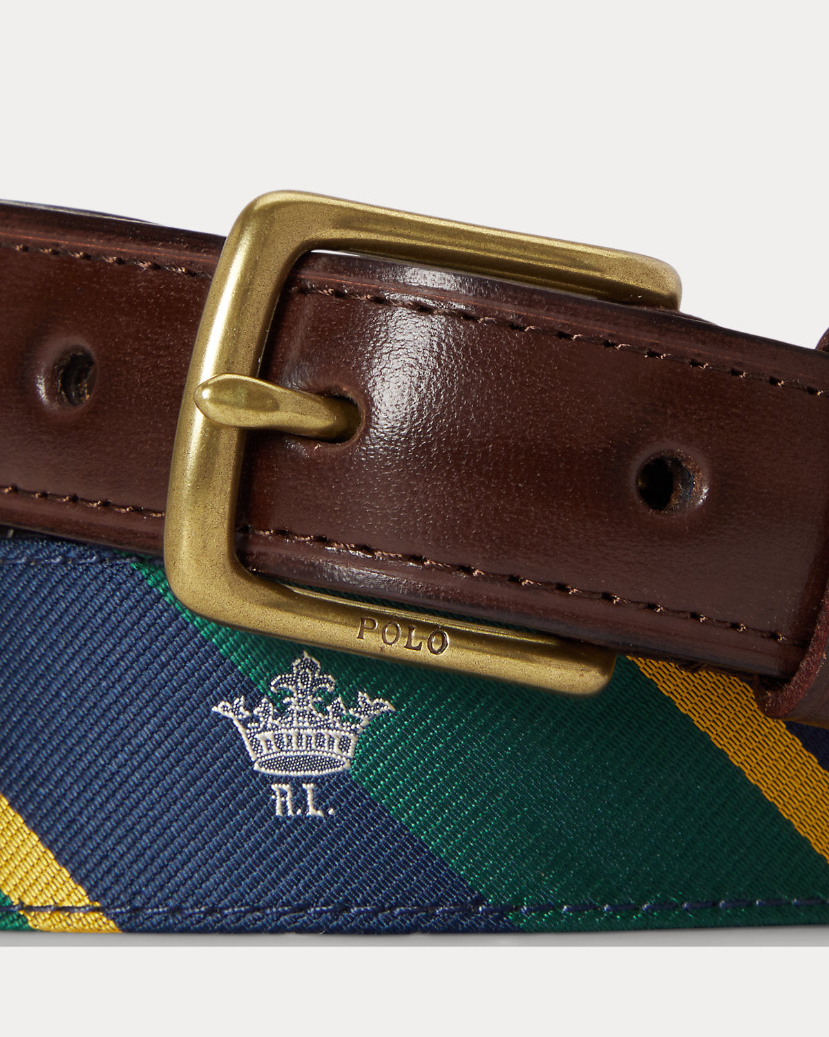 Leather-Trim Silk Jacquard Belt