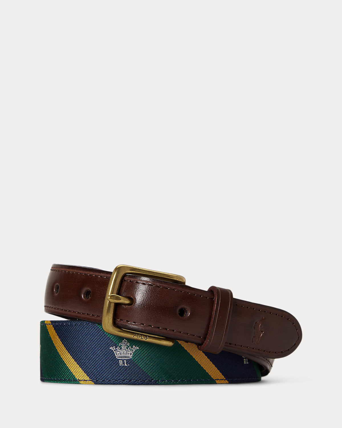 Leather-Trim Silk Jacquard Belt