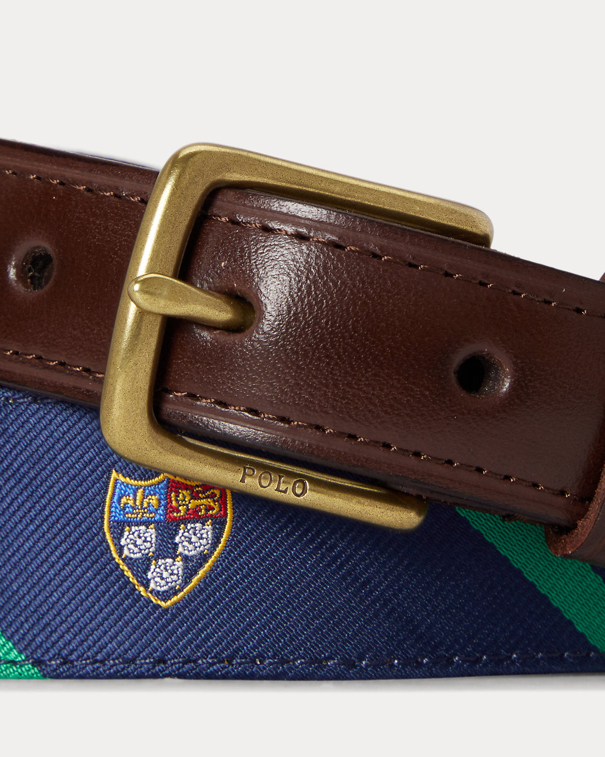 Leather-Trim Silk Jacquard Belt