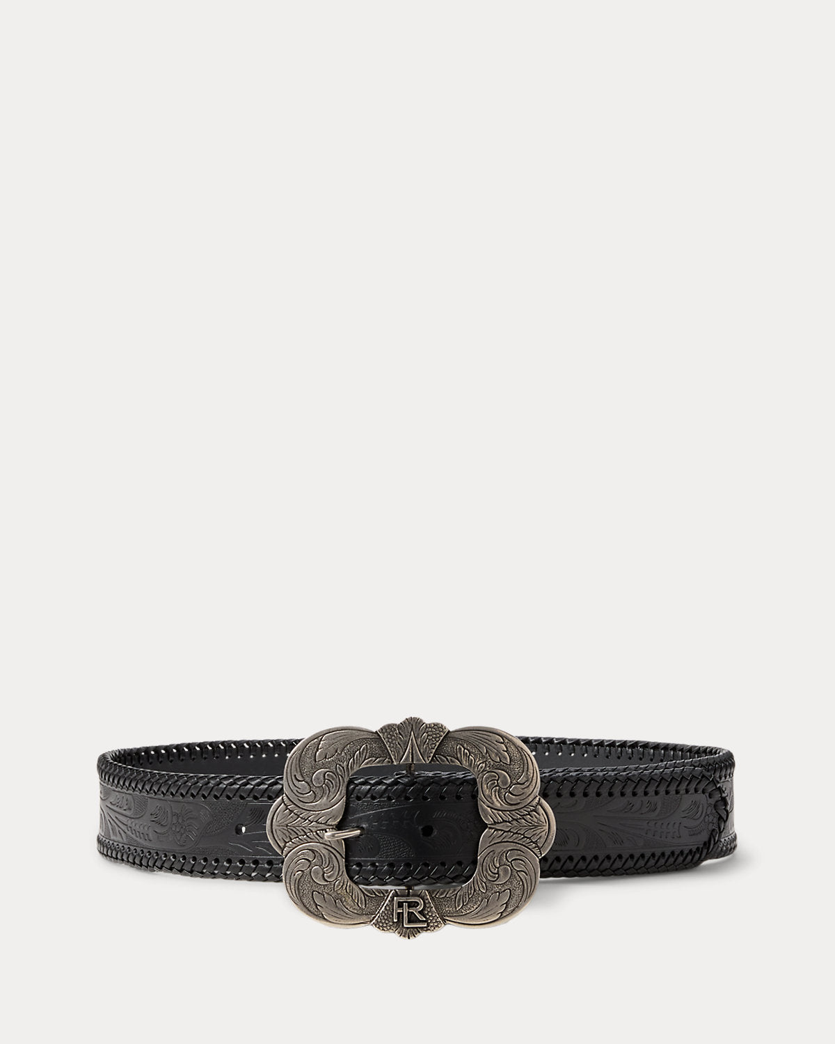 Tooled-Buckle Embossed Vachetta Belt